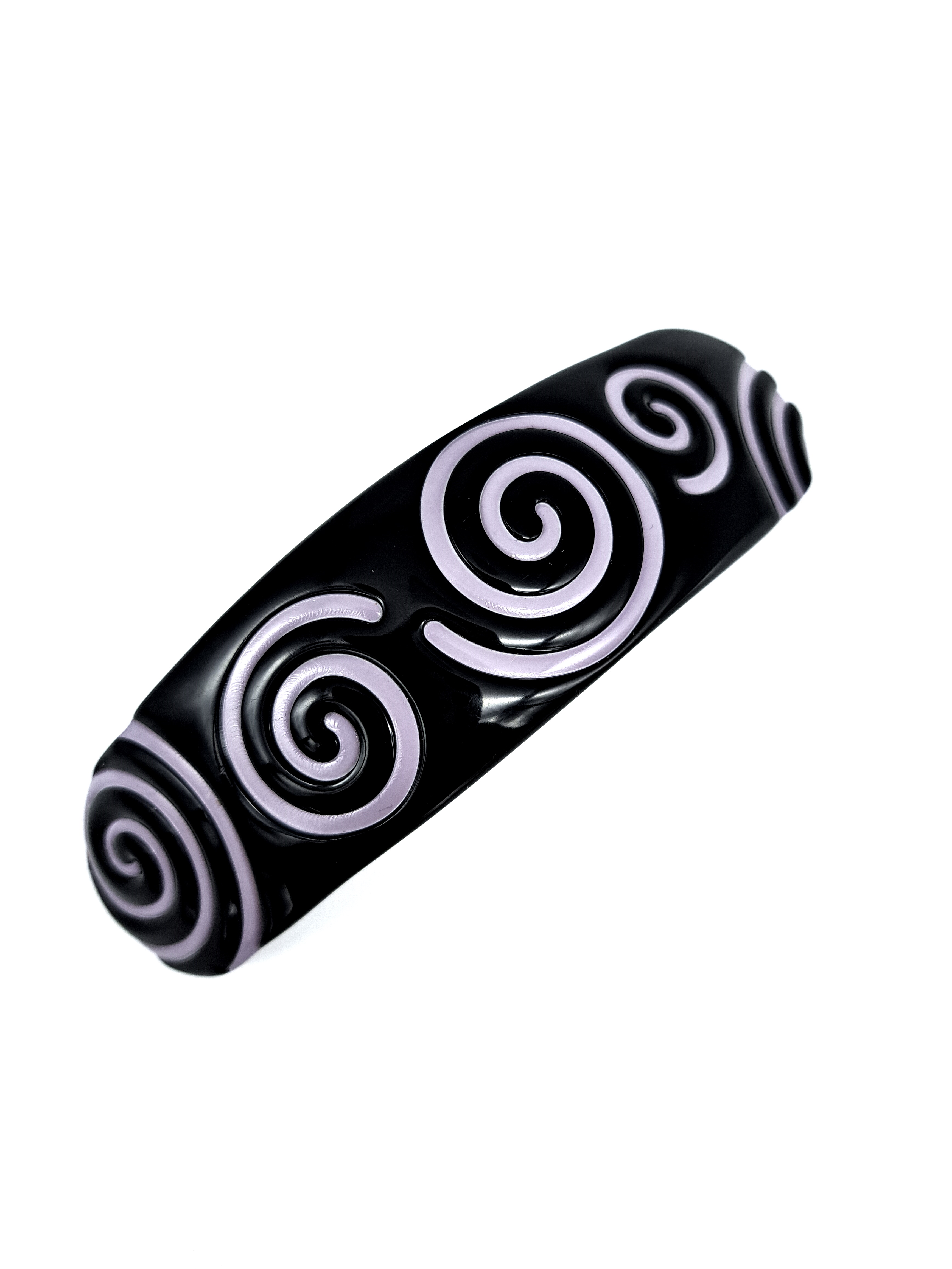 Haarspange Schwarz mit Spiralen in Flieder
