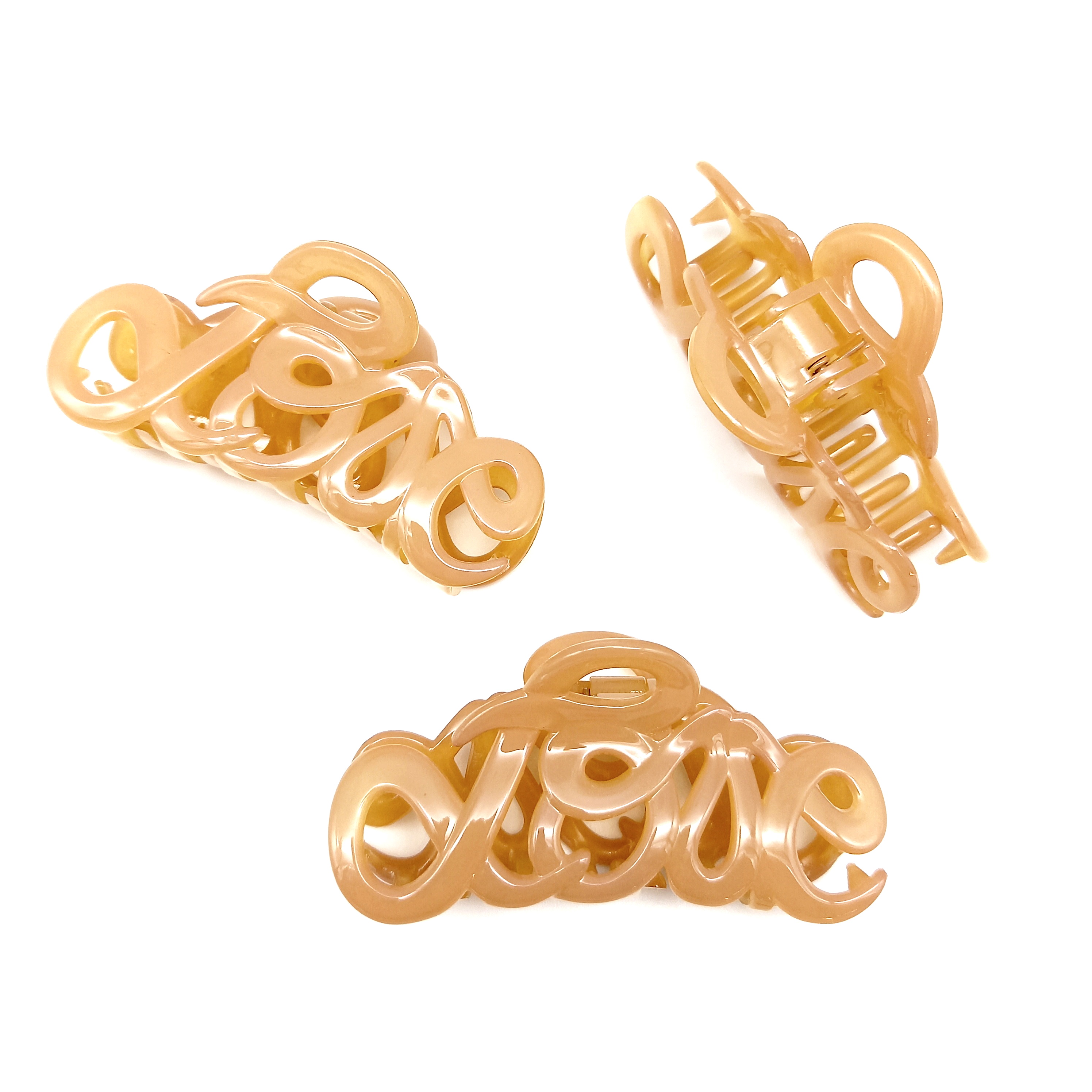 großer Haargreifer 'LOVE' Beige