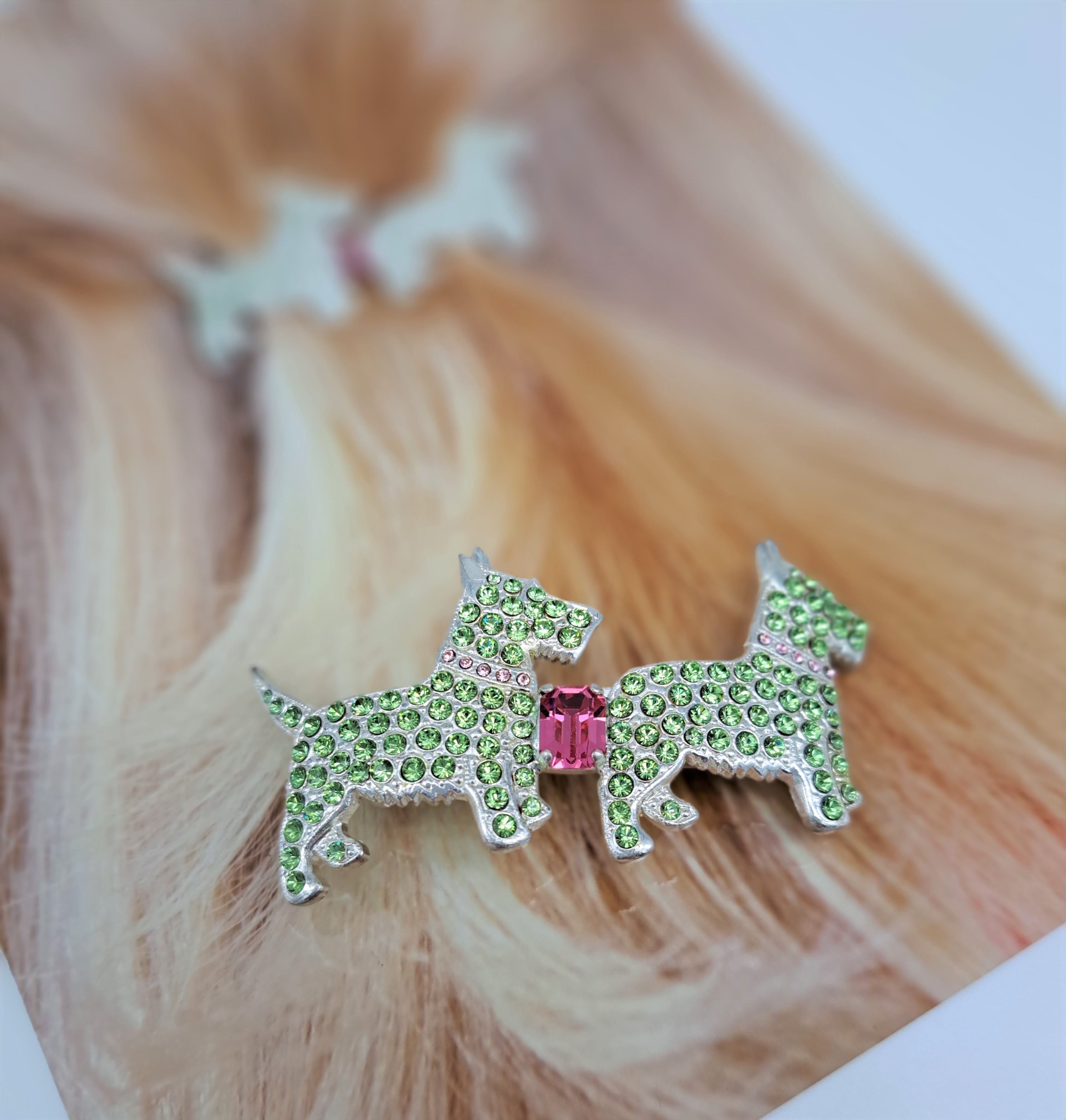 Strass Haarspange Hunde grün