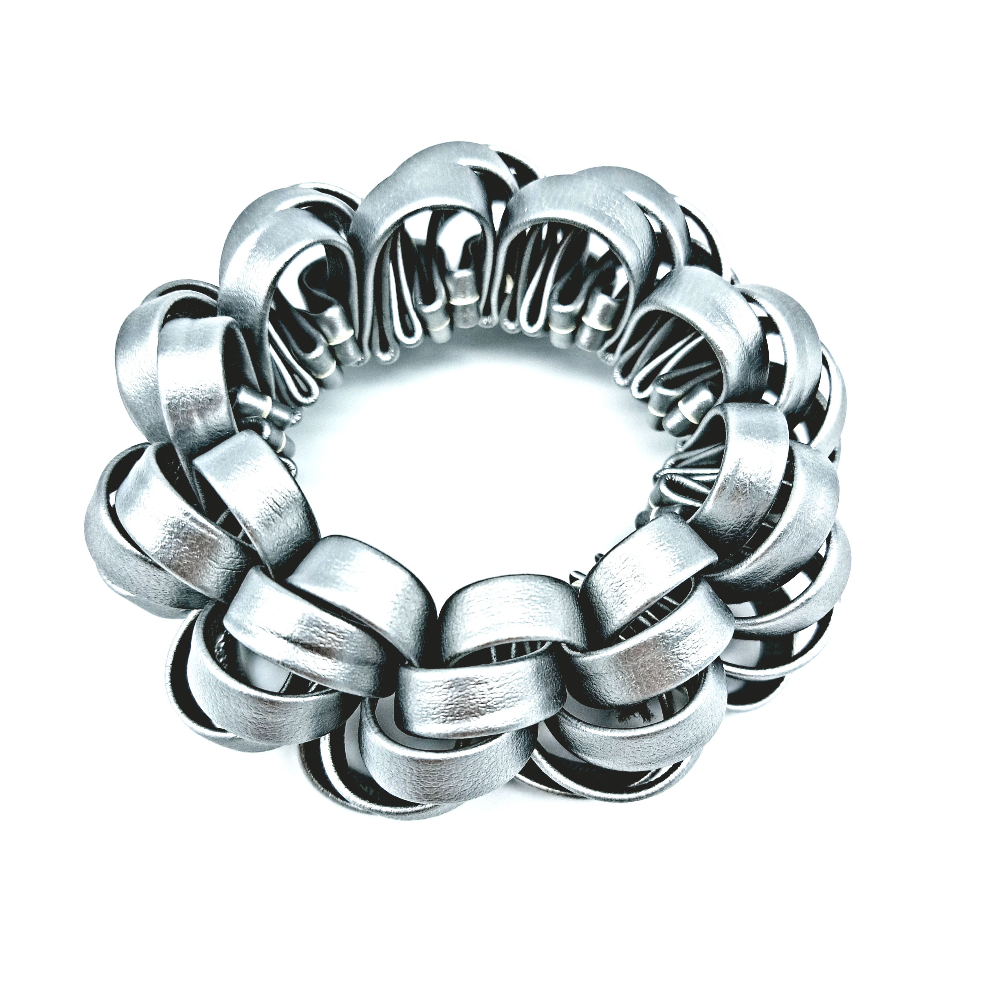 scrunchie Silber Haarband / Haargummi echt Leder