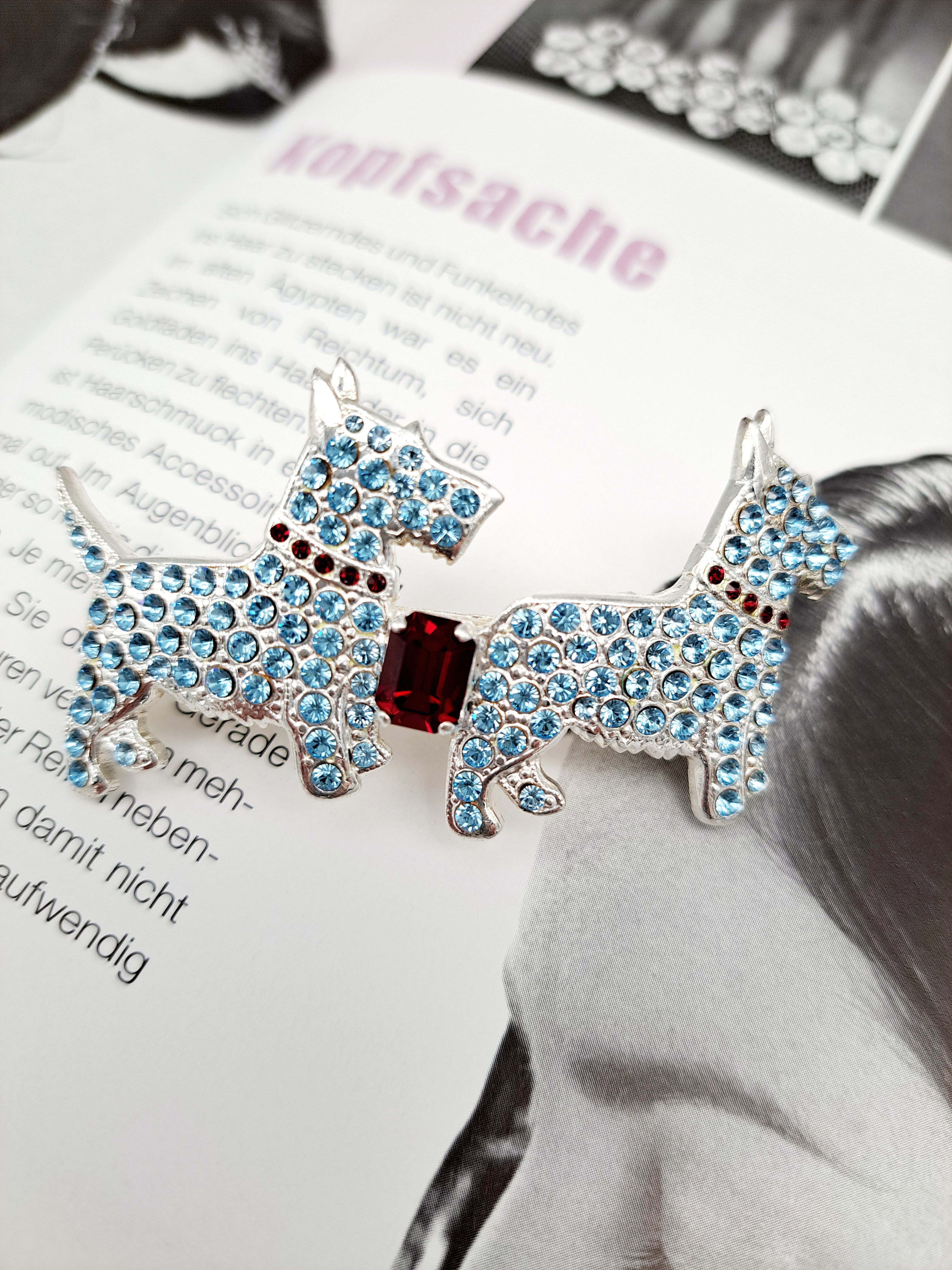 Strass Haarspange Hunde blau